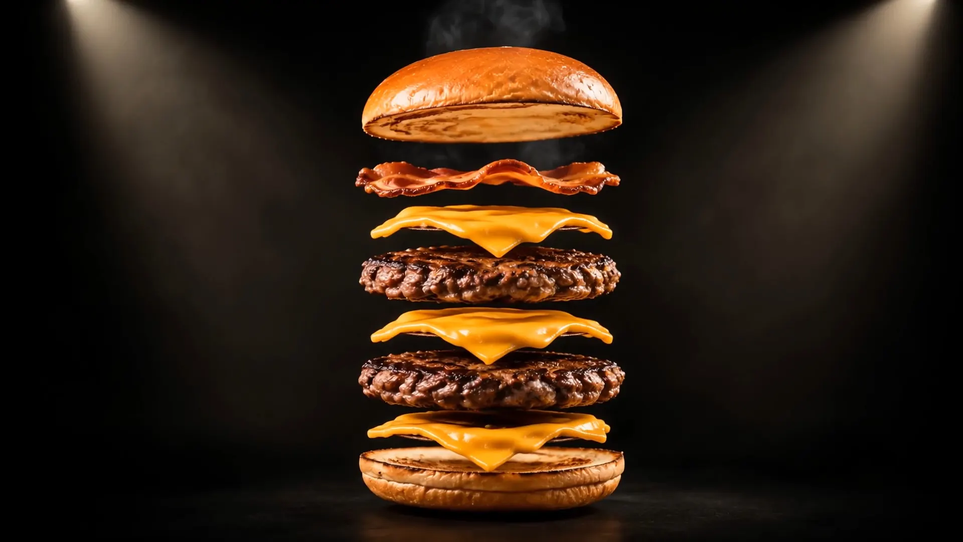 Camadas do burger American Bulls separadas
